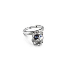 Chantecler, anello in argento con pendente gatto con dettagli in smalto, pietre preziose 38571