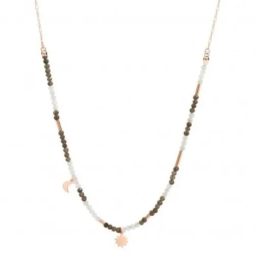 Dodo, collana Moon and Sun in oro rosa 9k e pietre