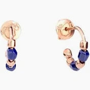 Dodo, orecchini mini granelli oro rosa 9 k e ceramica blu