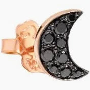 Dodo, orecchino LUNA oro rosa e brillanti black