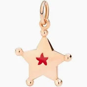 Dodo, charm stella  oro rosa 9 k e smalto rosso, limited edition