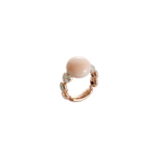 Chantecler, anello Bon Bon in oro rosa, diamanti e corallo rosa