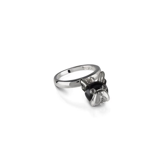 Chantecler, anello Campanella, cane piccolo in argento e smalto, 38572