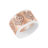 Chantecler, anello fascia Carousel in oro rosa, diamanti e smalto bianco