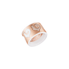 Chantecler, anello fascia Carousel in oro rosa, diamanti e smalto bianco