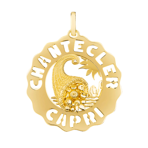 Chantecler, ciondolo Logo grande con cornucopia in oro giallo e diamante
