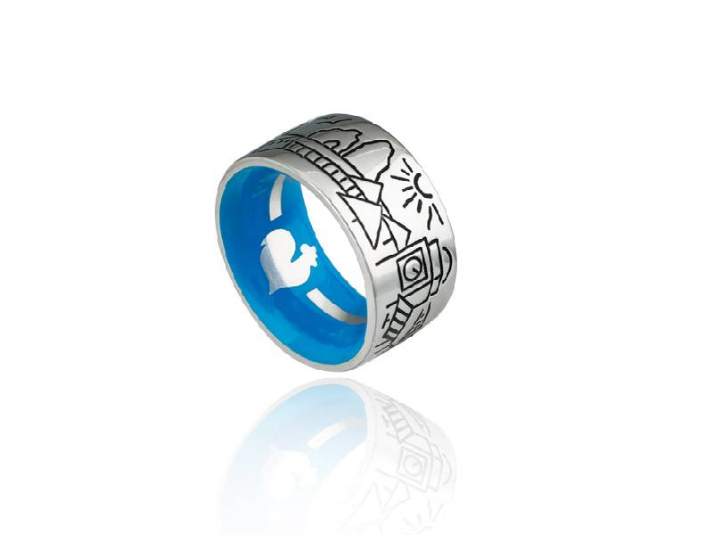 Chantecler, anello Logo in argento e smalto 39132